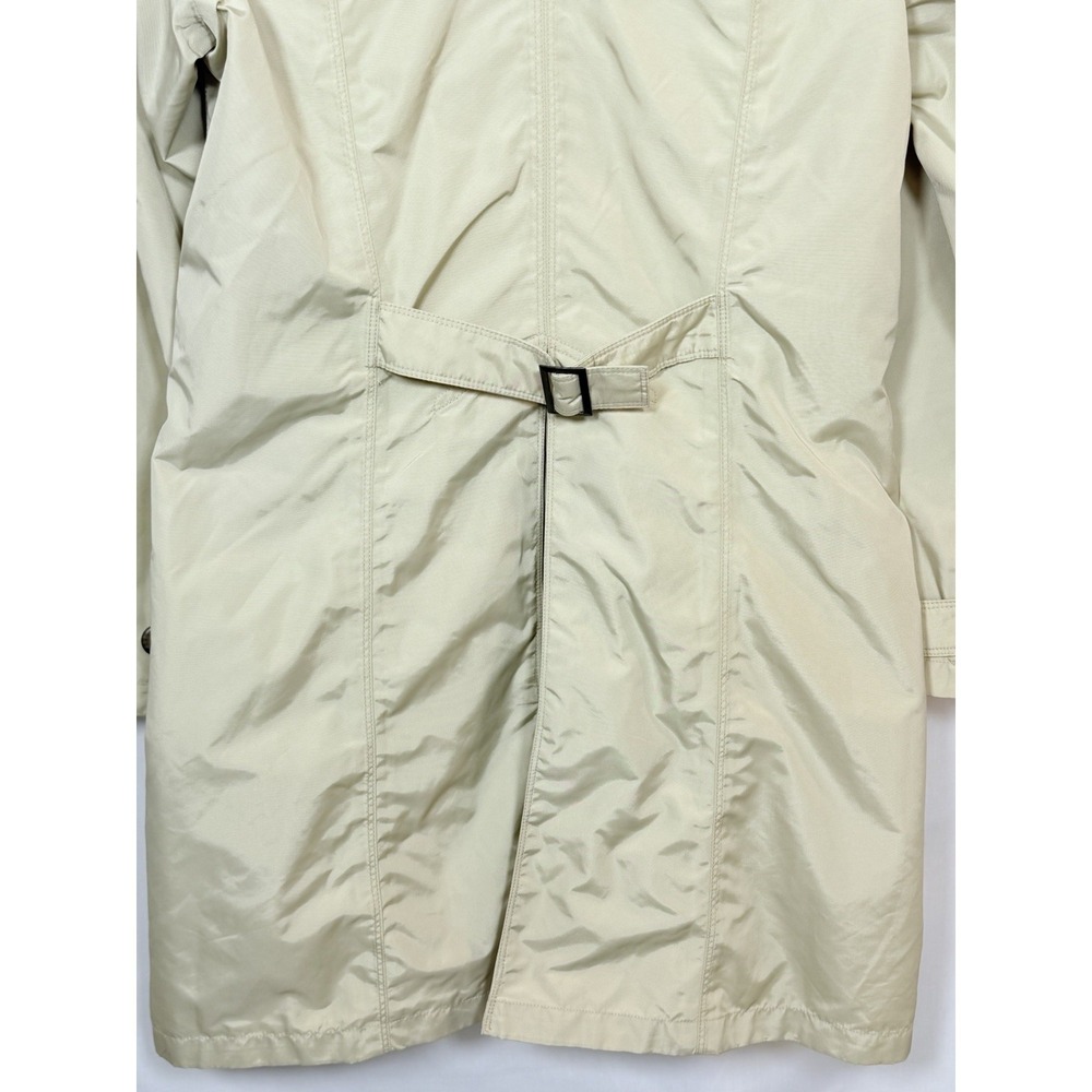 Eddie Bauer WeatherEdge Trench Coat Womens Medium Beige Rain Jacket Minimalist - Picture 14 of 16